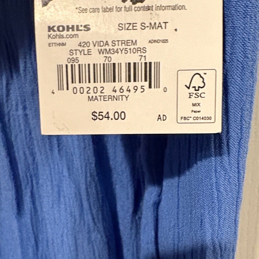 NWT! Sonoma Motherhood Maternity, Long Sleeve Smocked Royal Blue Dress - Picture 4 of 8